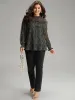 Stand Collar Mesh Patchwork Frill Trim Blouse sold by Bloomchic