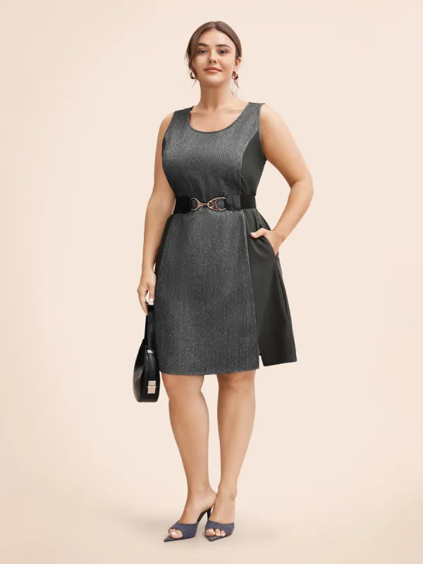 Stretch Woven Seamed Fiited Midi Dress sold by Bloomchic