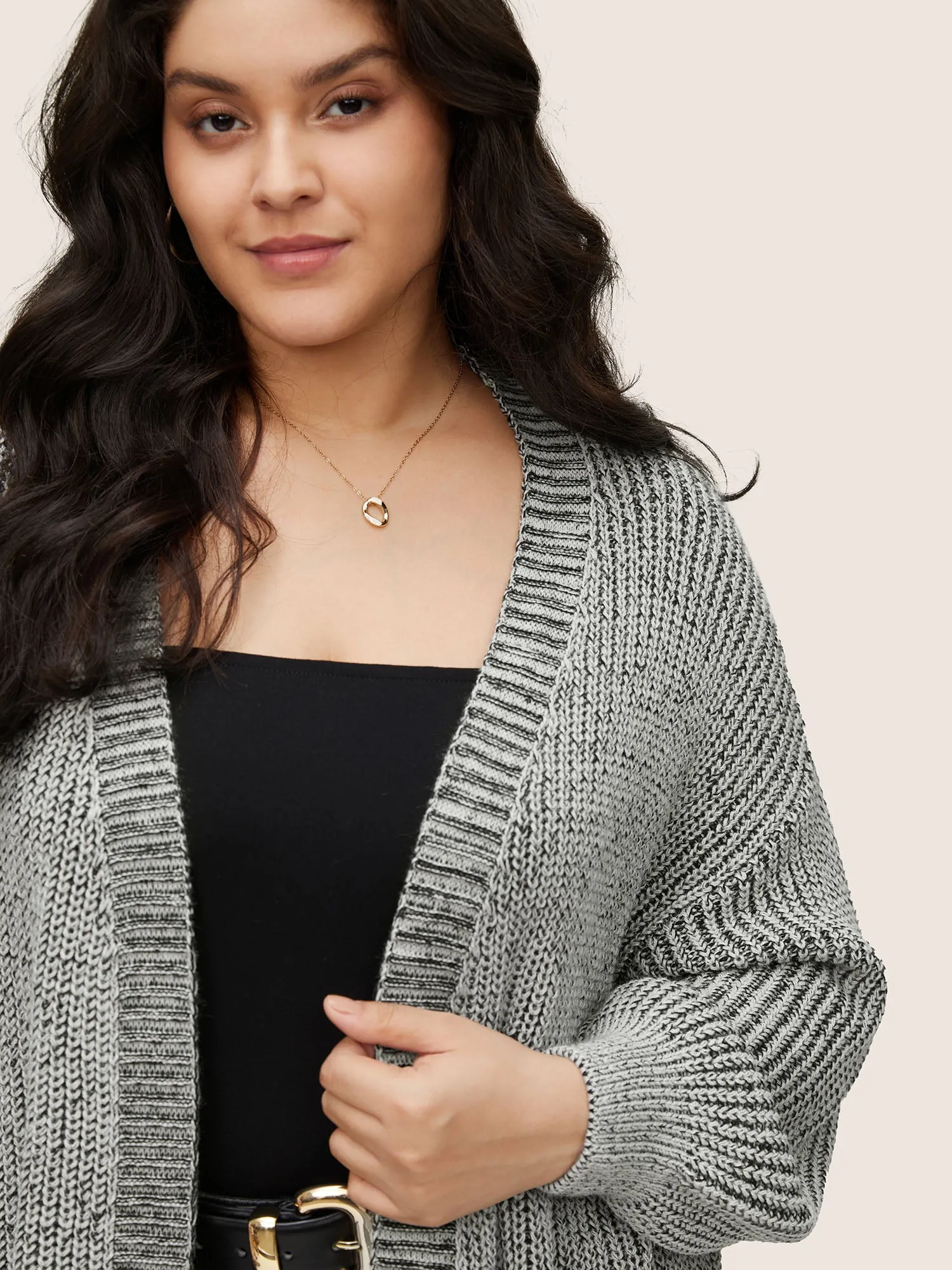 Solid Drop Shoulder Puff Sleeve Knit Cardigan sold by Bloomchic product image thumbnail 3