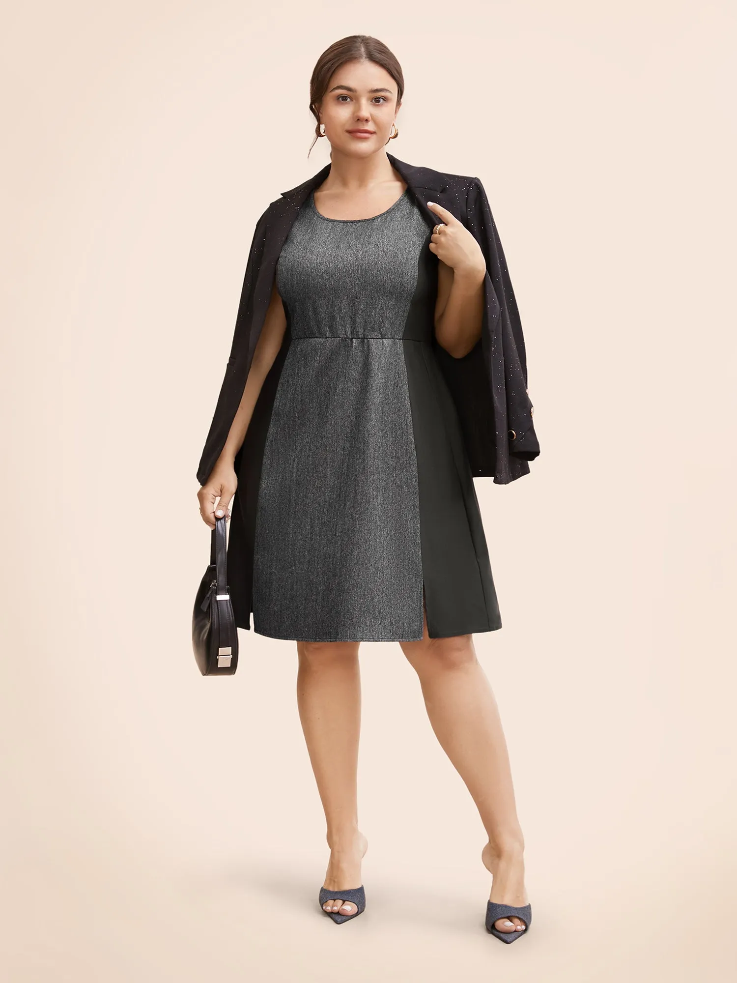 Stretch Woven Seamed Fiited Midi Dress sold by Bloomchic product image thumbnail 5