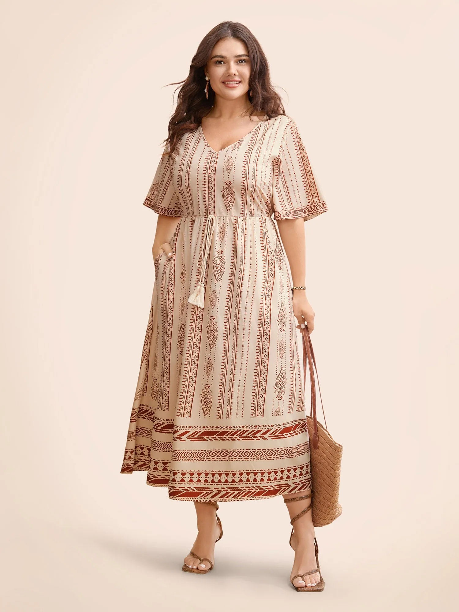 Bandana Tassel Trim Elastic Waist Dress sold by Bloomchic product image thumbnail 2