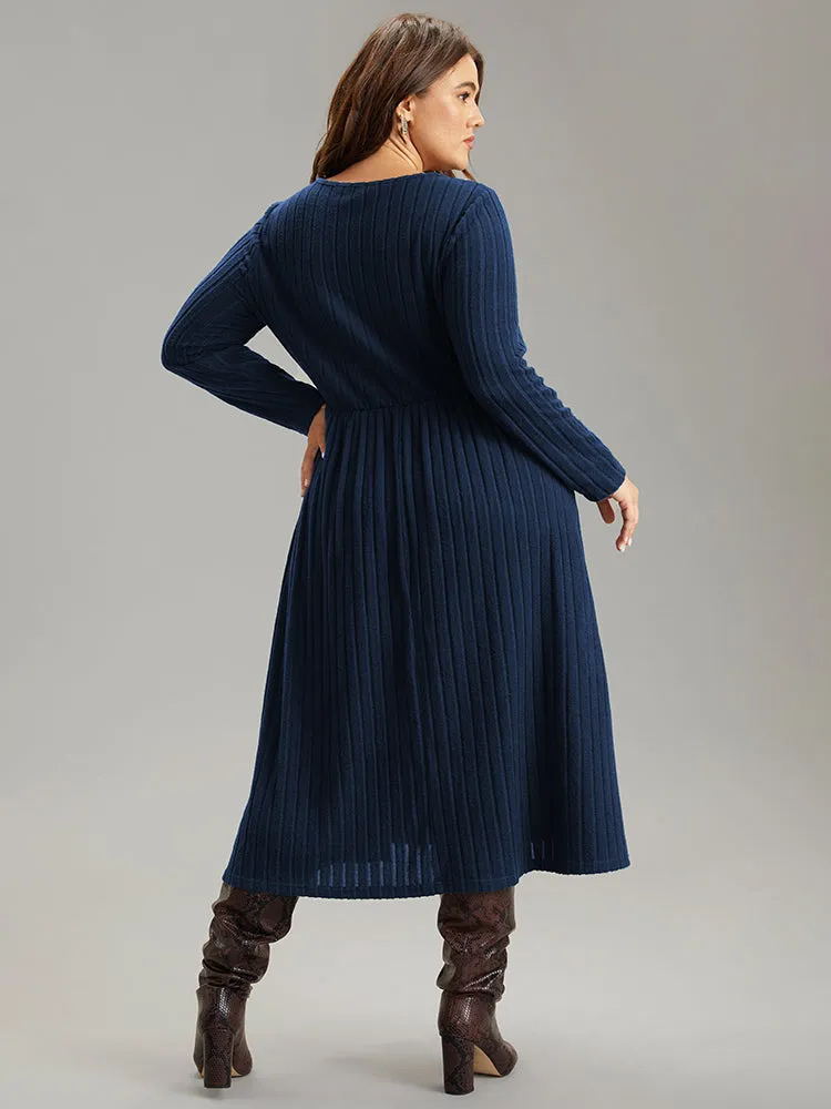 Rib Knit Plain Notched Pocket Dress sold by Bloomchic product image thumbnail 3