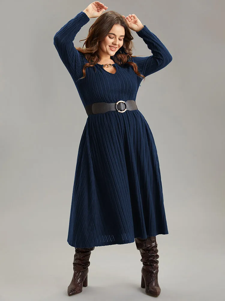 Rib Knit Plain Notched Pocket Dress sold by Bloomchic product image thumbnail 2