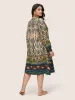 Bandana Print Tassels Ties Shirred Cuffs Dress sold by Bloomchic