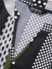 Notched Geometric Patchwork Contrast Midi Dress sold by Bloomchic