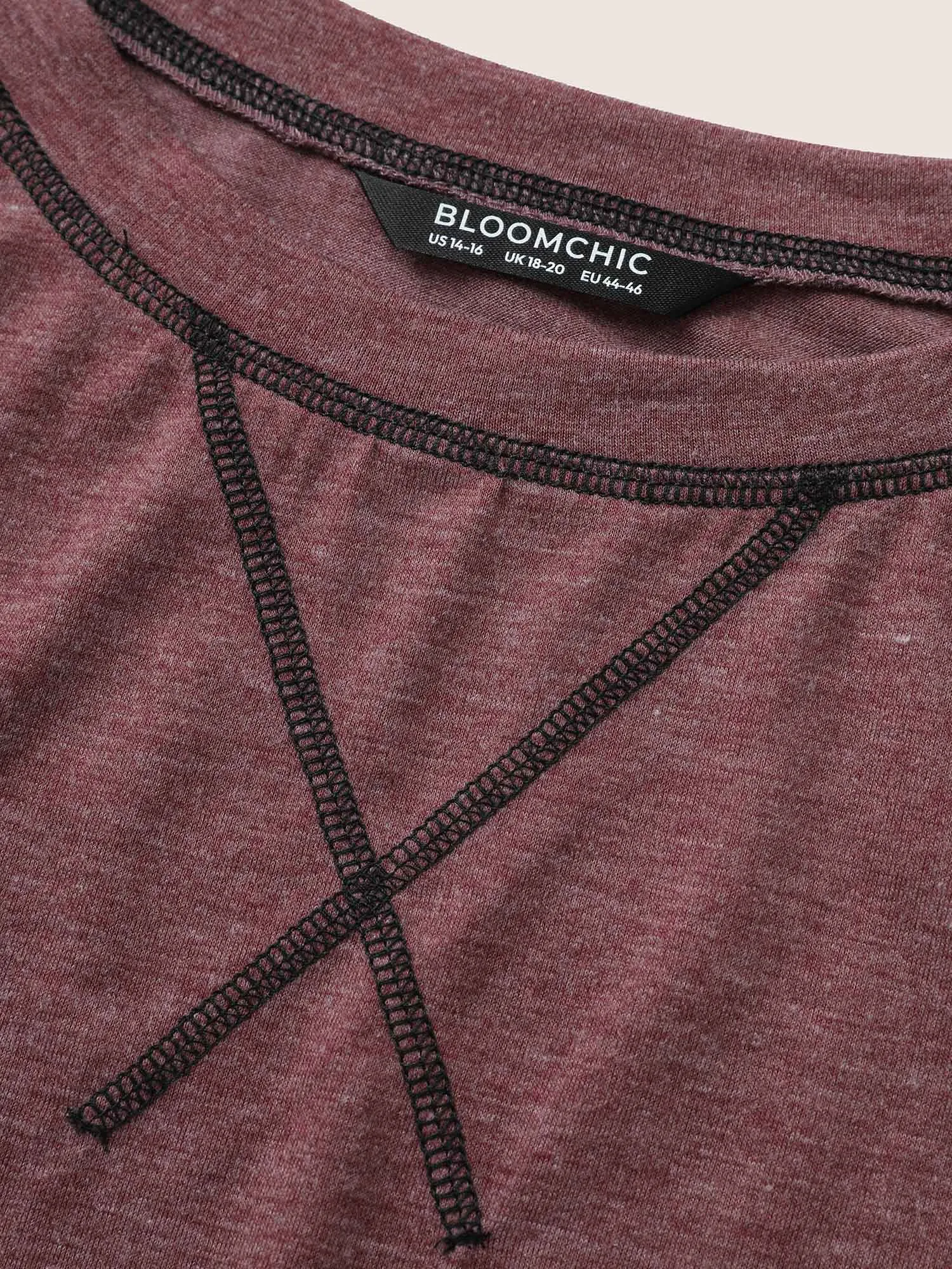 Heather Contrast Stitch Raglan Sleeve T-shirt sold by Bloomchic product image thumbnail 5