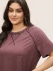 Heather Contrast Stitch Raglan Sleeve T-shirt sold by Bloomchic