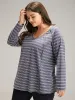 Striped Patchwork Raglan Sleeve T-shirt sold by Bloomchic
