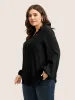 Plain Lace Up Lantern Sleeve Blouse sold by Bloomchic