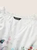 Floral Flat Collar With V Notch Frill Trim Blouse sold by Bloomchic