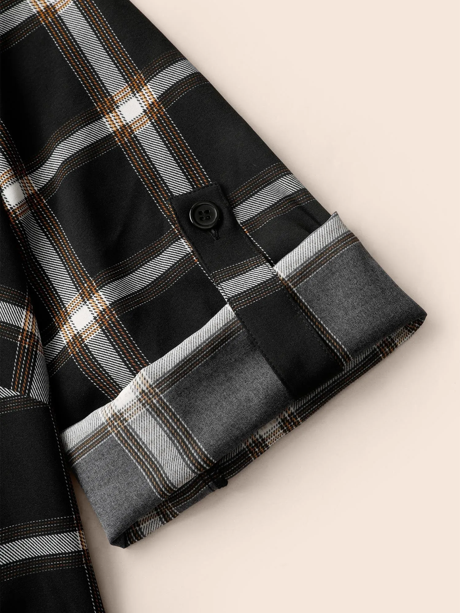 Plaid Shirt Collar Belted Tab Sleeve Dress sold by Bloomchic product image thumbnail 5