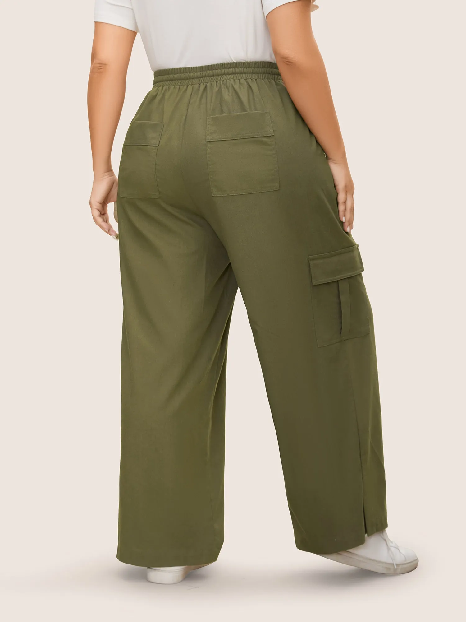Linen Blend Wide Leg Cargo Pants sold by Bloomchic product image thumbnail 2