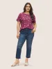 Butterfly Print Cuffed Sleeve T-shirt sold by Bloomchic