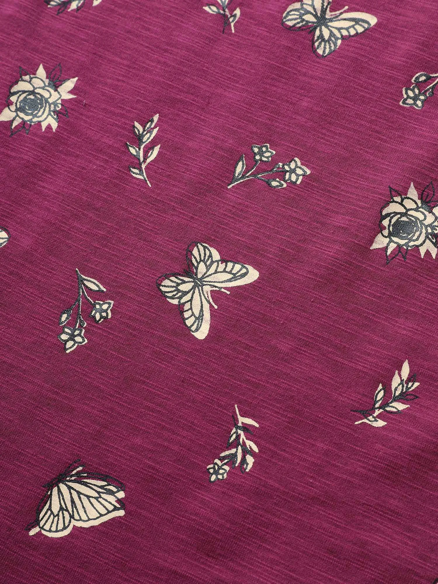 Butterfly Print Cuffed Sleeve T-shirt sold by Bloomchic product image thumbnail 5