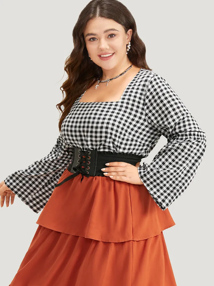 Halloween Gingham Frill Trim Woven Top sold by Bloomchic product image thumbnail 3