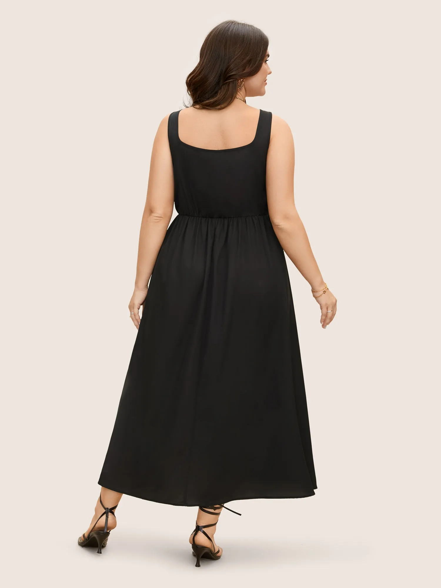 Square Neck Rose Print Elastic Waist Maxi Dress sold by Bloomchic product image thumbnail 4