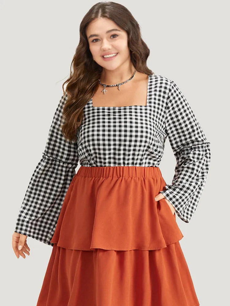 Halloween Gingham Frill Trim Woven Top sold by Bloomchic product image thumbnail 4