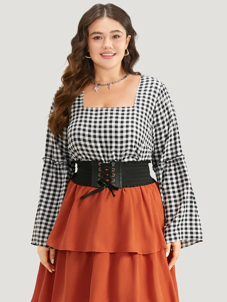Halloween Gingham Frill Trim Woven Top sold by Bloomchic product image thumbnail 2