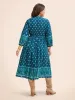Paisley Print Tie Knot Lantern Sleeve Dress sold by Bloomchic