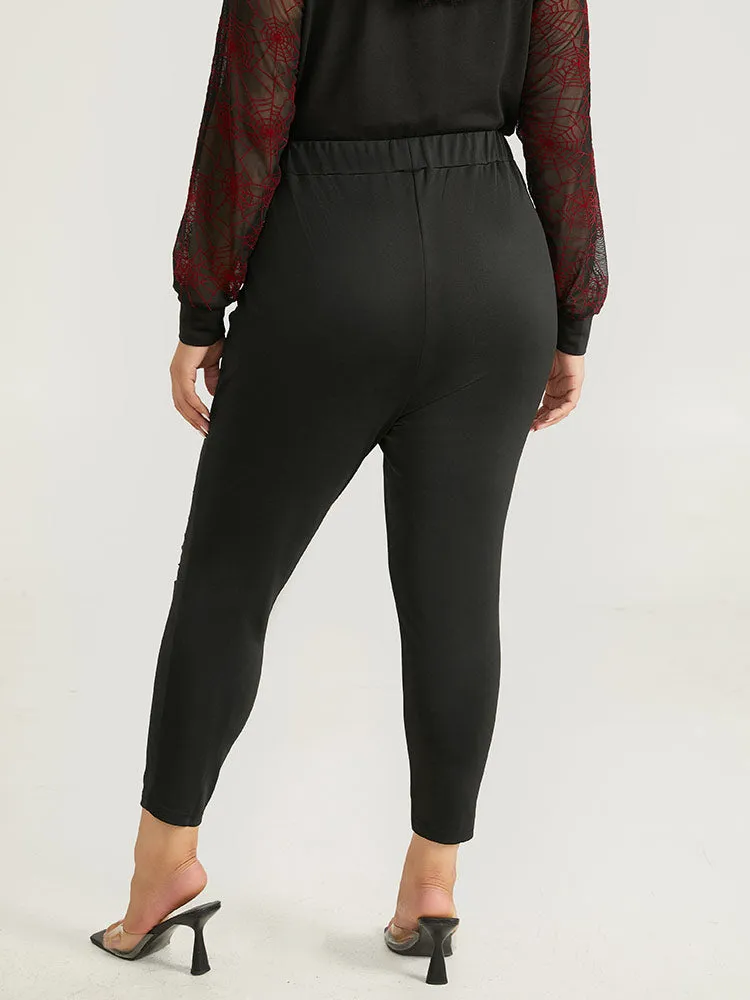 Halloween Skinny Plaid Patchwork Metal Nail Leggings sold by Bloomchic product image thumbnail 4