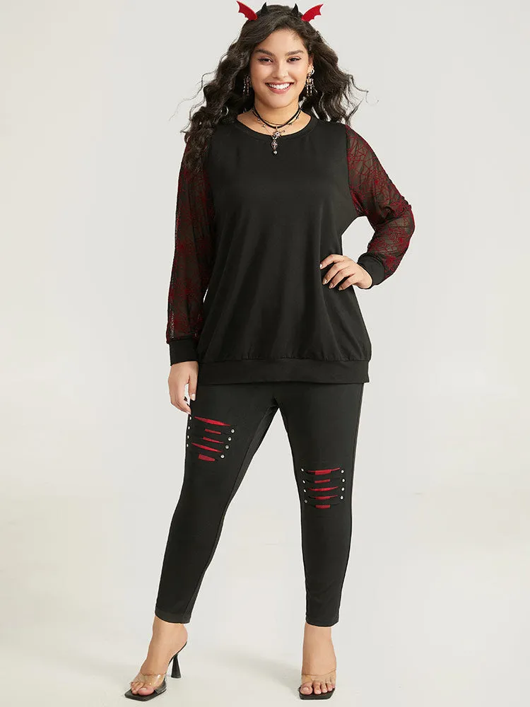 Halloween Skinny Plaid Patchwork Metal Nail Leggings sold by Bloomchic product image thumbnail 2