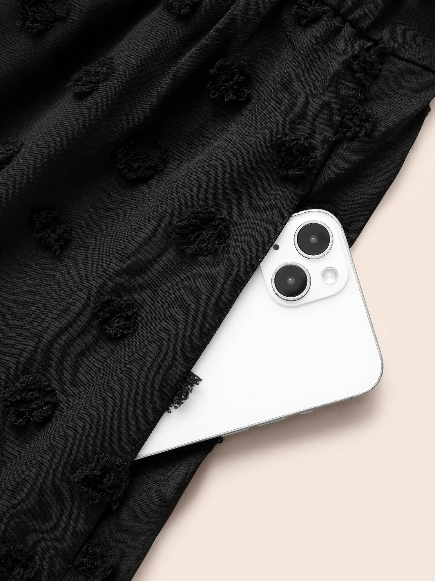 Chiffon Jacquard Patchwork Mesh Keyhole Dress sold by Bloomchic product image thumbnail 5