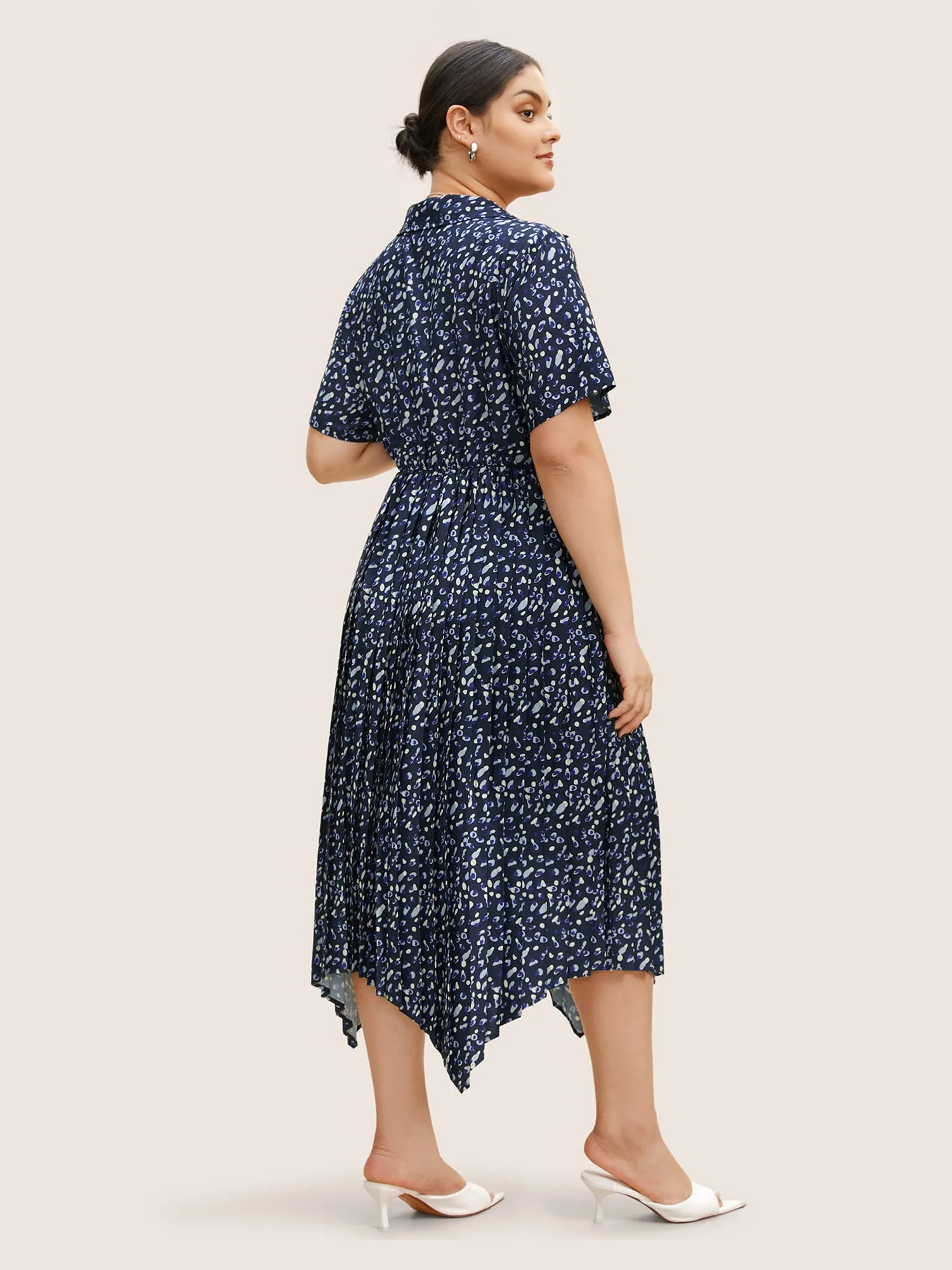 Allover Print Pleated Hanky Hem Dress sold by Bloomchic product image thumbnail 4