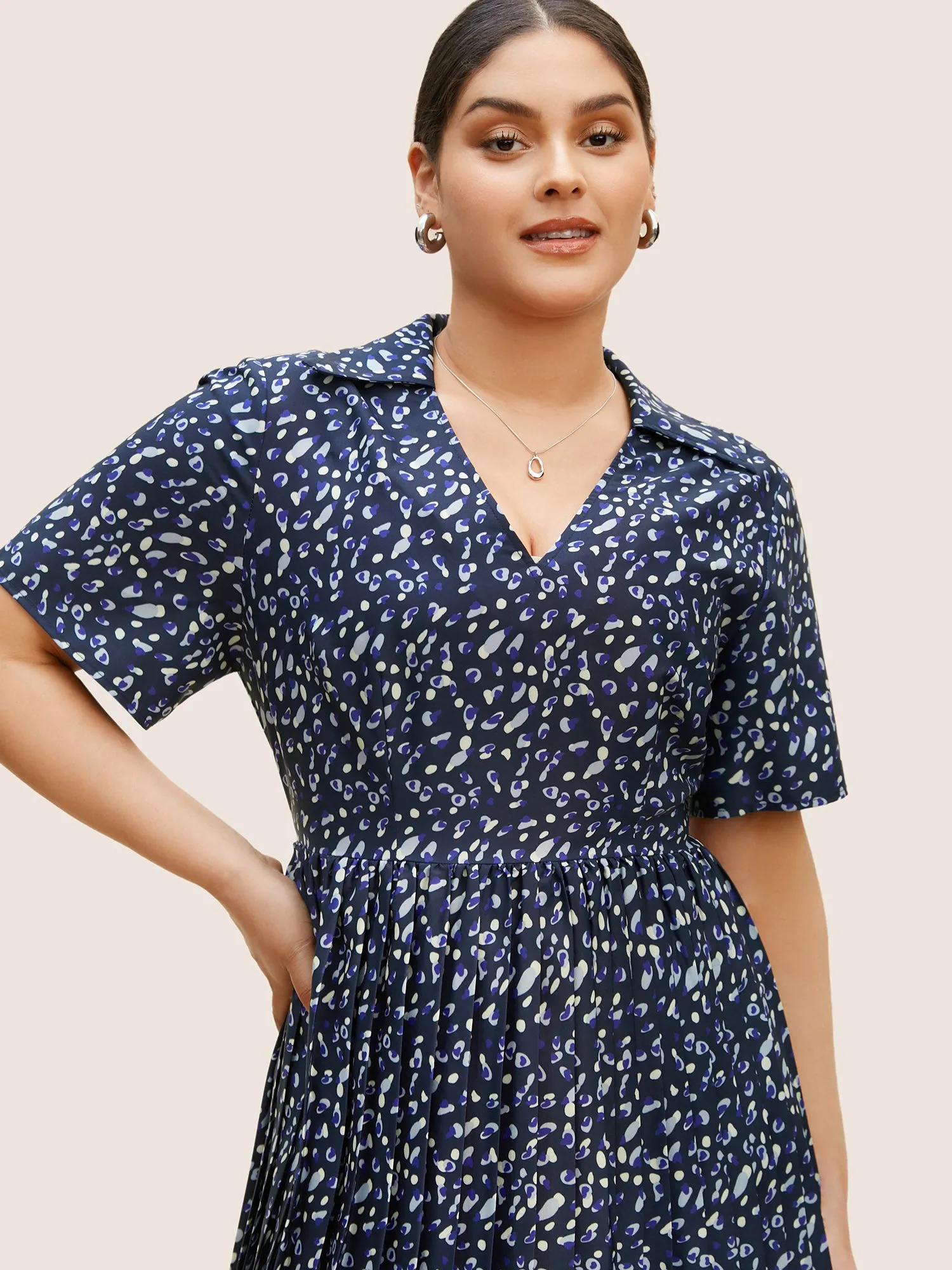 Allover Print Pleated Hanky Hem Dress sold by Bloomchic product image thumbnail 2