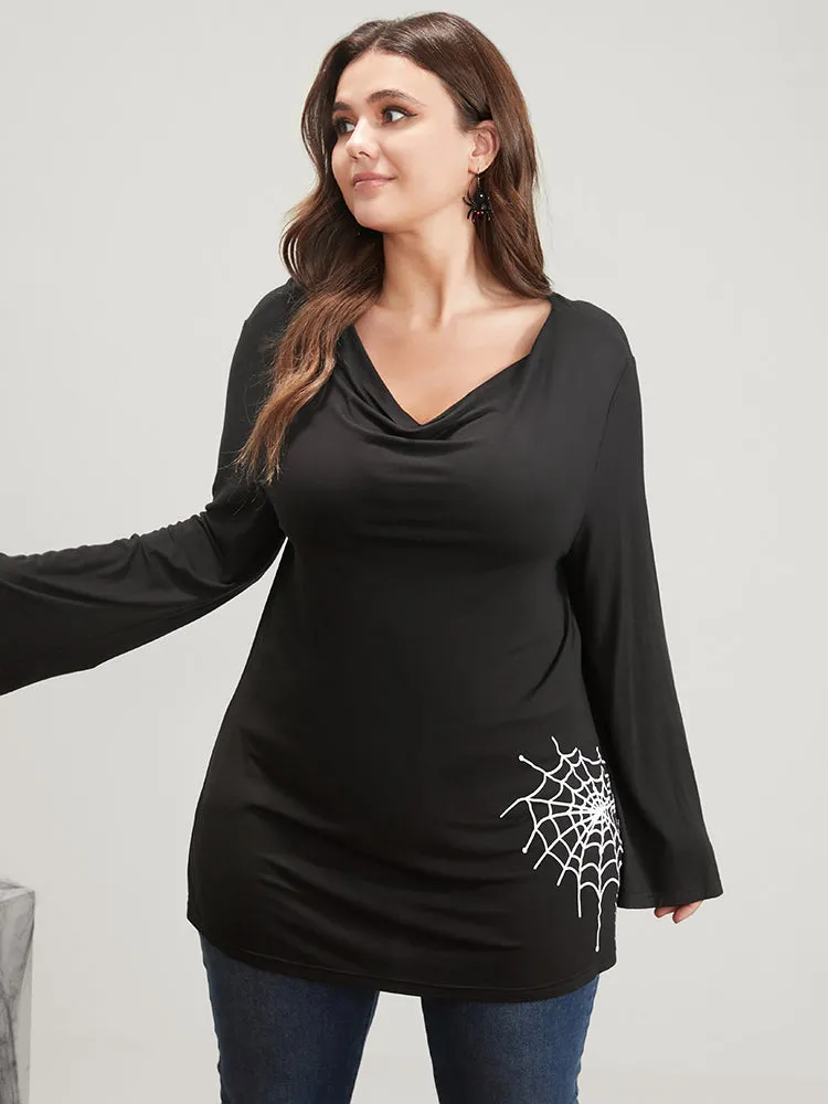 Halloween Spider Web Print Long Tee sold by Bloomchic product image thumbnail 3