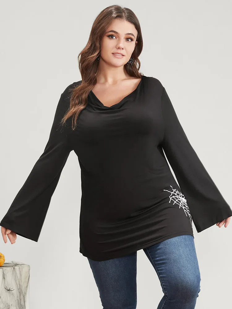 Halloween Spider Web Print Long Tee sold by Bloomchic product image thumbnail 4