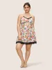 Boho Print Lace Panel Elastic Waist Cami Sleep Dress sold by Bloomchic