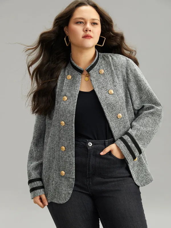 Textured Metal Detail Contrast Trim Coat sold by Bloomchic