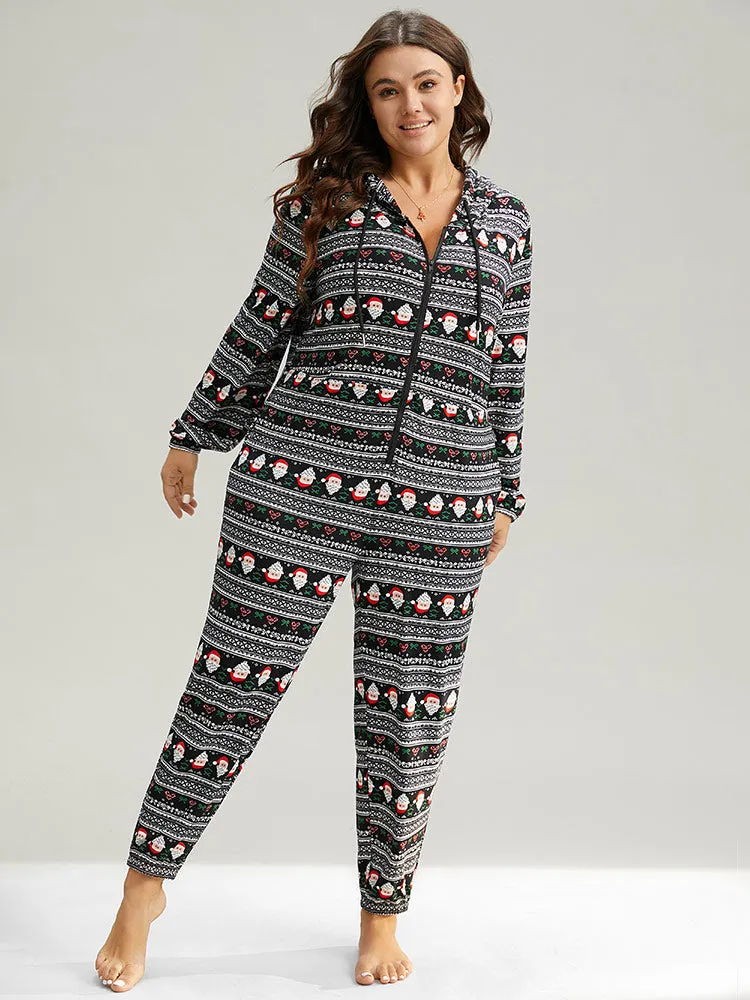 Christmas Print Zipper Hooded Drawstring Sleep Jumpsuit sold by Bloomchic product image thumbnail 5