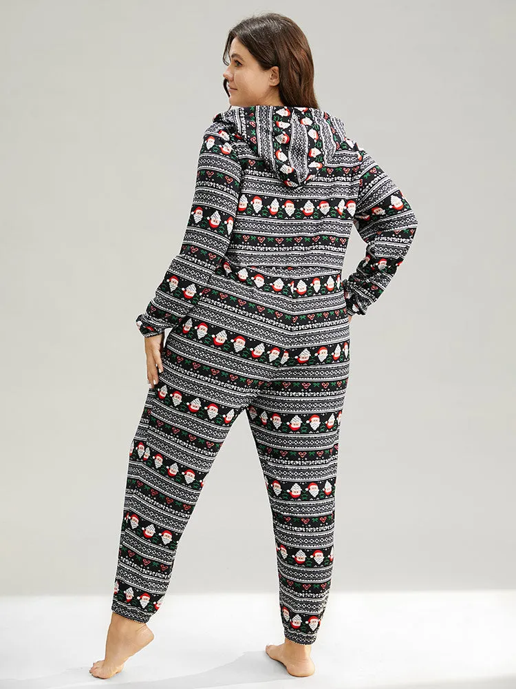 Christmas Print Zipper Hooded Drawstring Sleep Jumpsuit sold by Bloomchic product image thumbnail 2