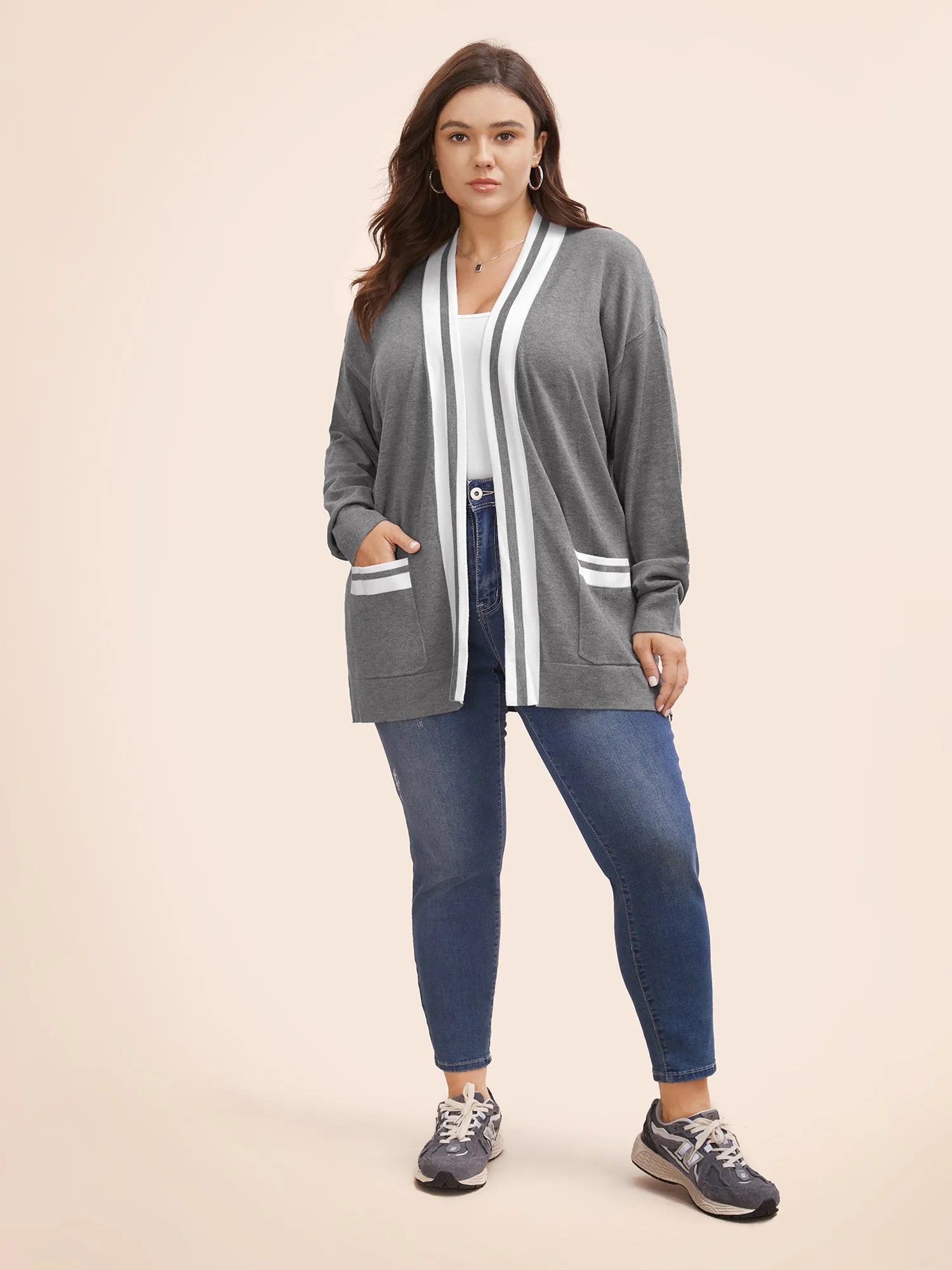 Supersoft Essentials Contrast Slit Hem Cardigan sold by Bloomchic product image thumbnail 3