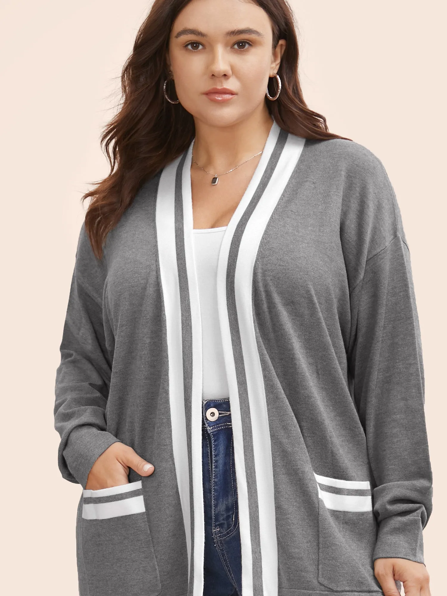 Supersoft Essentials Contrast Slit Hem Cardigan sold by Bloomchic product image thumbnail 4