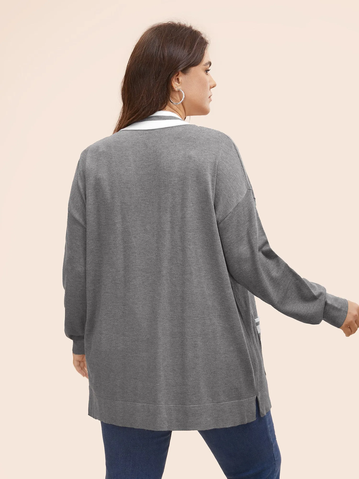Supersoft Essentials Contrast Slit Hem Cardigan sold by Bloomchic product image thumbnail 2