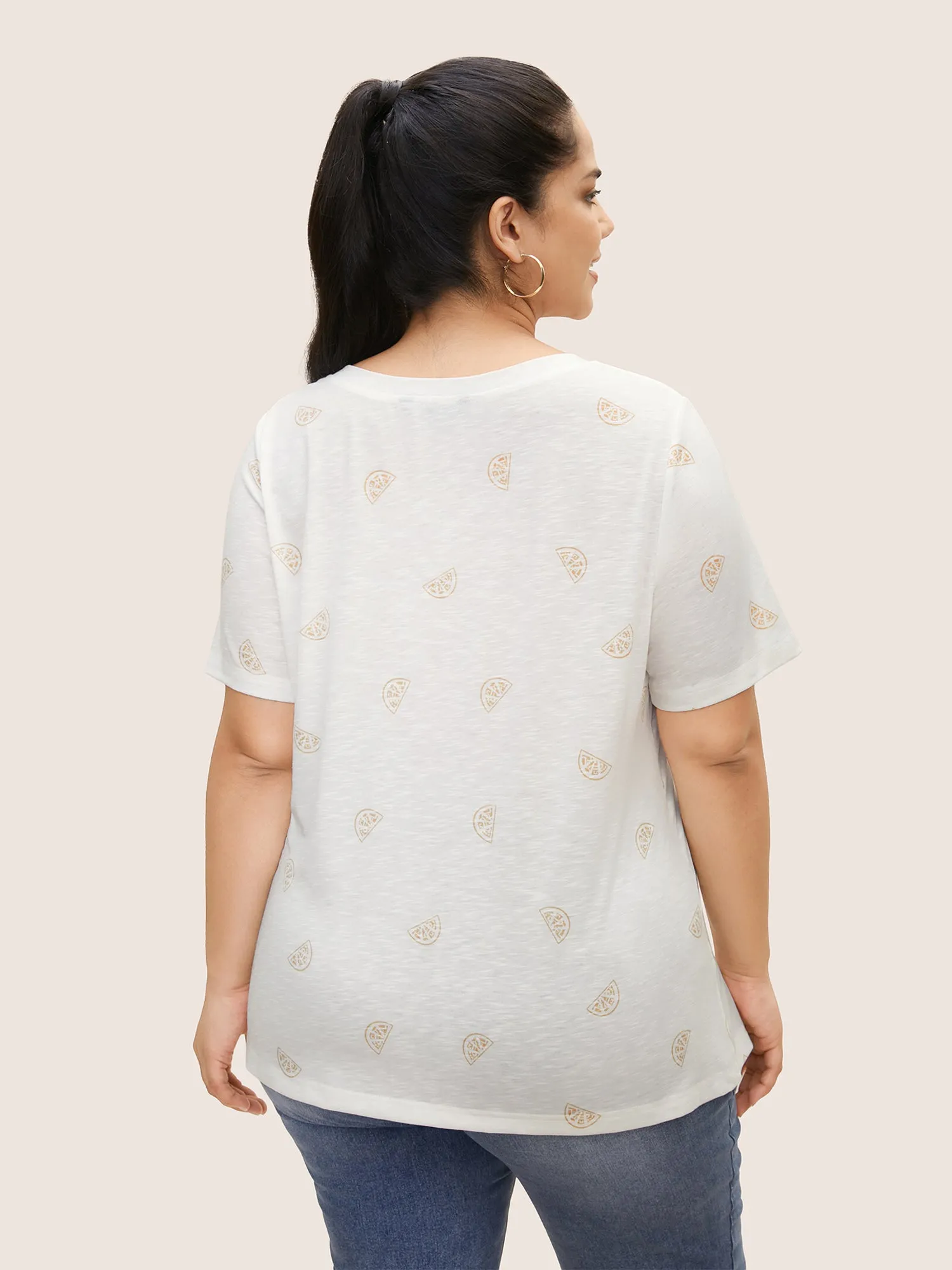 Lemon Print V Neck T-shirt sold by Bloomchic product image thumbnail 3