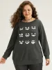 Round Neck Halloween Print Sweatshirt sold by Bloomchic