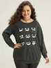 Round Neck Halloween Print Sweatshirt sold by Bloomchic