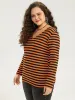 Halloween V Neck Contrast Striped T-shirt sold by Bloomchic