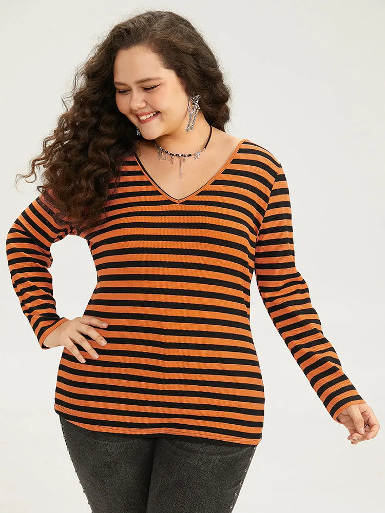 Halloween V Neck Contrast Striped T-shirt sold by Bloomchic product image thumbnail 5