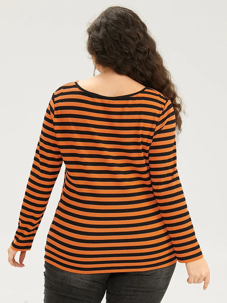 Halloween V Neck Contrast Striped T-shirt sold by Bloomchic product image thumbnail 2