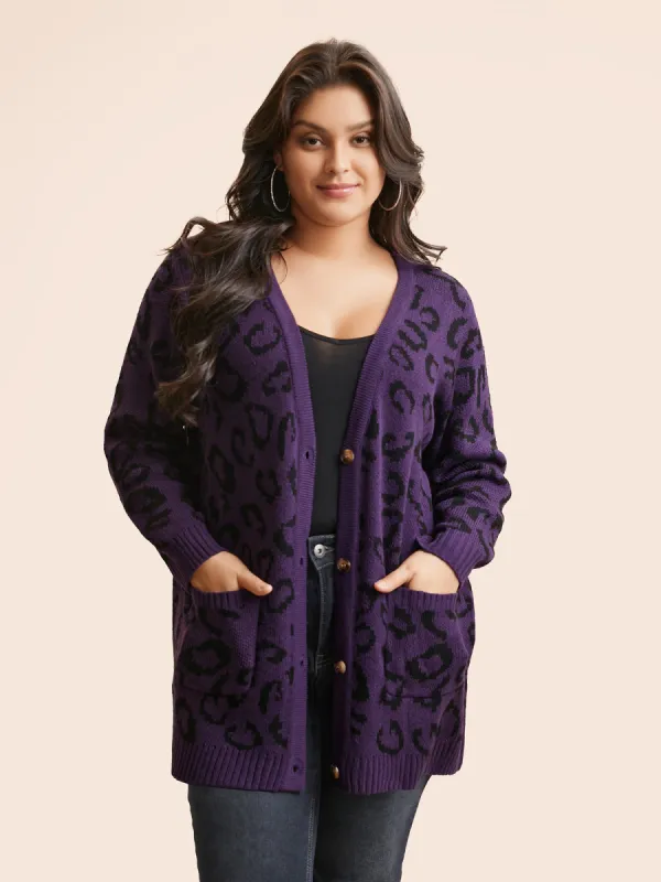 Leopard Print Patched Pocket Cardigan sold by Bloomchic