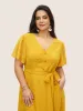 Citrus Texture Ruffle Sleeve Button Detail Dress sold by Bloomchic