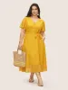 Citrus Texture Ruffle Sleeve Button Detail Dress sold by Bloomchic