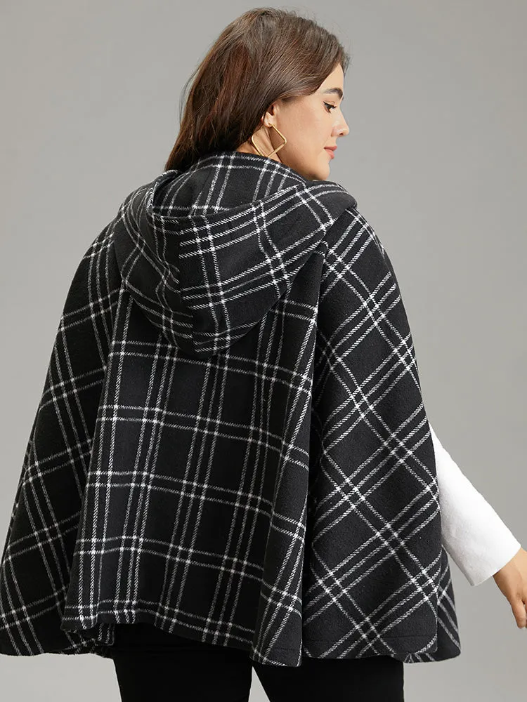 Plaid Buckle Detail Pocket Hooded Cape Coat sold by Bloomchic product image thumbnail 2