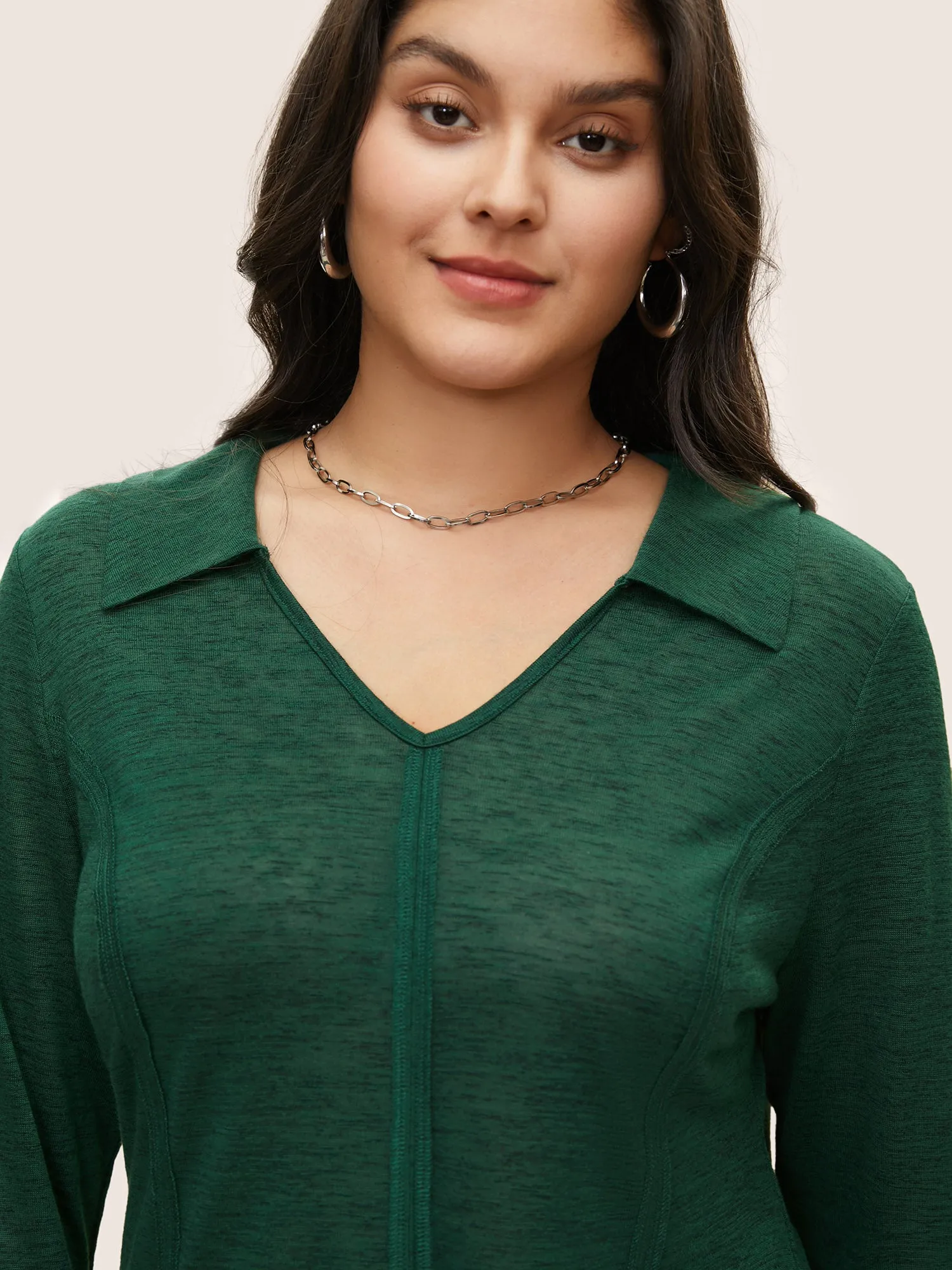 Plain Shirt Collar Heather Texture T-shirt sold by Bloomchic product image thumbnail 4