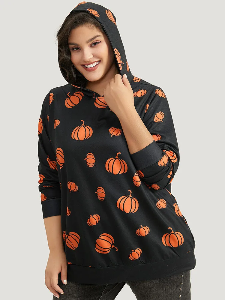 Pumpkin Print Hooded Sweatshirt sold by Bloomchic product image thumbnail 5