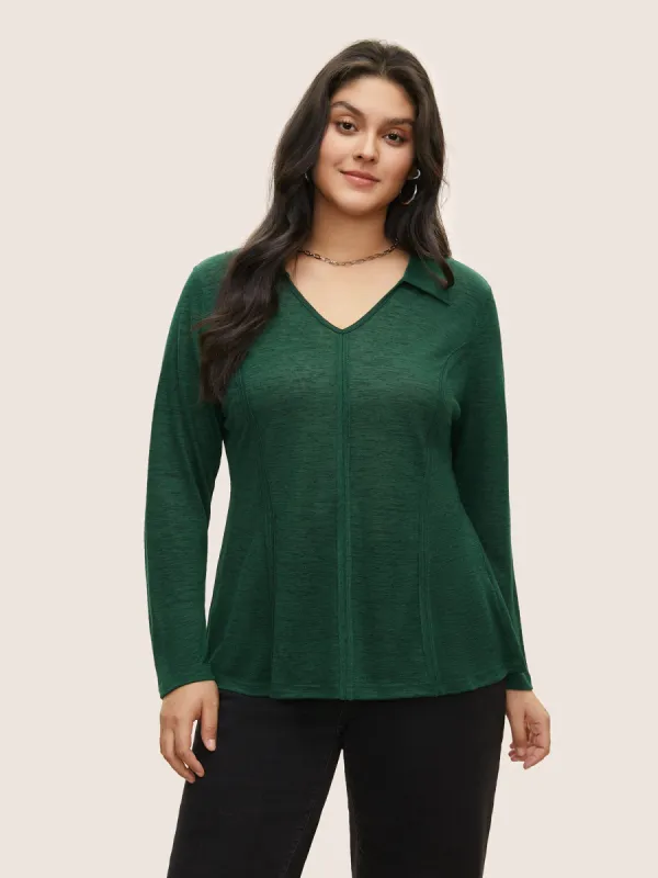 Plain Shirt Collar Heather Texture T-shirt sold by Bloomchic